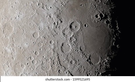 Moon surface close up  Craters   furrows the surface the earth's satellite  (Elements this image furnished by NASA)