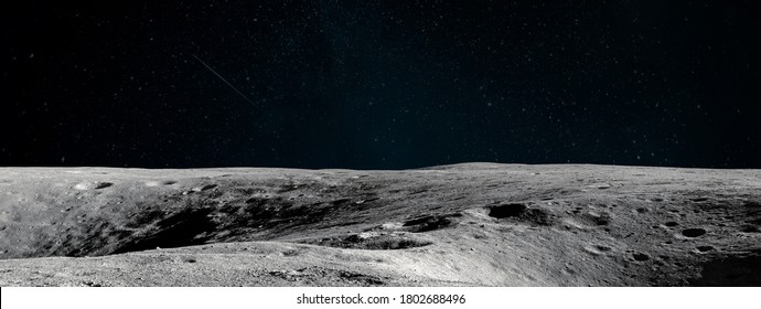 Moon surface. Dark background. Space panorama. Artemis mission. Elements of this image furnished by NASA