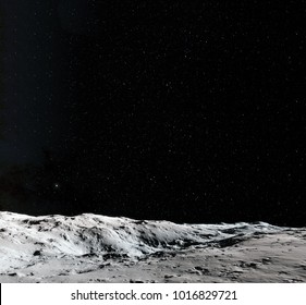 Moon surface. Realistic 3d render of moon and space. Space and planet. Satellite. Nebula. Stars. Elements of this image furnished by NASA. - Shutterstock ID 1016829721