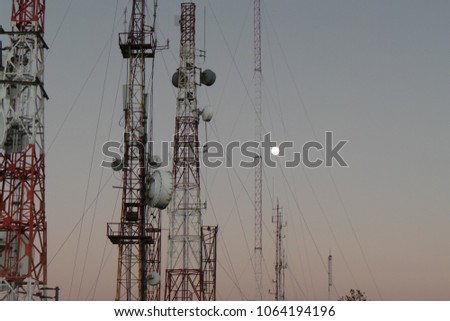 moon with telco towers
