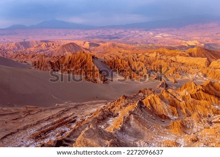 Moon Valley, Valle de la Luna at peaceful sunset, Atacama desert, Chile, South America