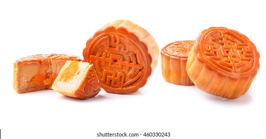 Mooncake Isolated On White Background.