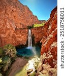 Mooney Falls in Havasu Canyon in Grand Canyon, AZ