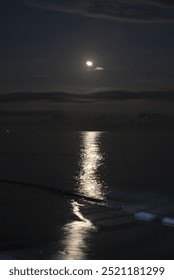 Moonlight with a clear sky reflected on the water