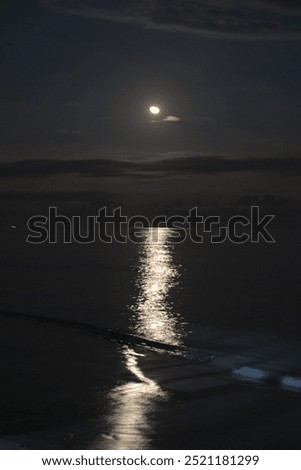 Moonlight with a clear sky reflected on the water