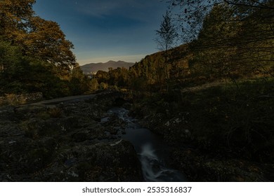 A Moonlit view of Ashnes Bridge in the English Lake District - Powered by Shutterstock