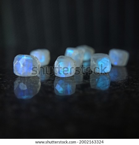 Moonstone Adular Square Beads on Dark Background