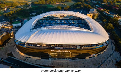MOORE PARK, SYDNEY, NSW, AUSTRALIA - AUGUST 28, 2022: Aerial View Of Sydney Football Stadium In The Early Morning On Opening Day  