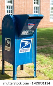 Mooresville, NC, USA - July 6, 2020: United States Postal Service Mail Drop Box.