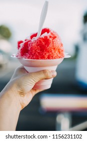 Mooresville, IN / USA - 08 08 2018: Person Holding A Red Slushie