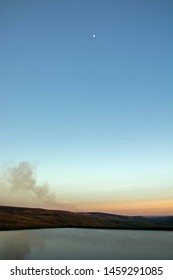 Moorland Fire At Standedge At Dusk