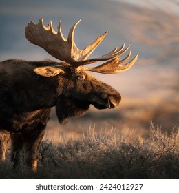 moose enjoying the sunlight in the frost