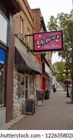 Moose Jaw,  Saskatchewan / Canada - September 12 2018: Velvet Beauty Salon Exterior Sign