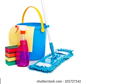 Mop Bucket Isolated On White Background Stock Photo 101727142