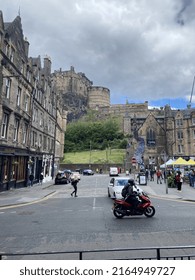 Moped In Front Of Edinburgh Castle, Grassmarket