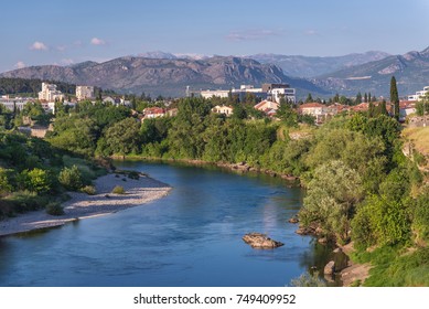 Moraca River In Podgorica City In Montenegro