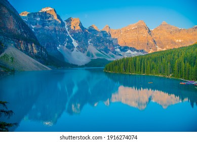 Moraine Lake Sunrise On Summer