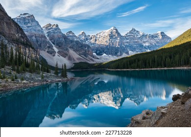 Moraine Lake With In The Valley Of Ten Peaks, Banff National Park, Canada