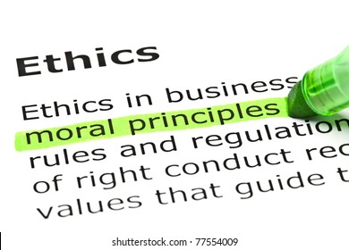 Moral Principles Highlighted In Green, Under The Heading Ethics.