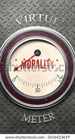 Morality and Virtue that hits less than zero, showing an extremely low level of morality, none of it, insufficient. Minimum value, below the norm. Lack of morality.