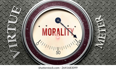 Morality and Virtue that is hitting a full scale, showing a very high level of morality, overload of it, too much of it. Maximum value, off the charts. 