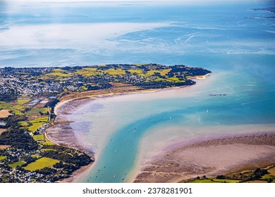 Morbihan from sky in french britanny,morbihan gulf, lorient, vannes quiberon and Groix island