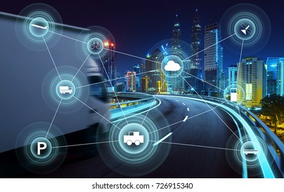 Morden City And Smart Transportation And Intelligent Communication Network Of Things ,wireless Connection Technologies For Business .