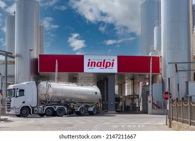 Moretta, Cuneo, Italy - April 15, 2022: Latteria Inalpi, Milk Collection Center In Plant For Production Of Quality Controlled Powdered Milk For The Food Industry Such As Ferrero Confectionery Factory