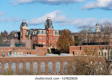 MORGANTOWN, WEST VIRGINIA, USA - NOVEMBER 18: Woodburn Hall in West Virginia University in Morgantown WV on November 18, 2016. The hall was built 140 years ago in 1876.