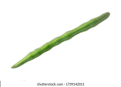 Moringa Oleifera (drum Stick) Pods Isolated On White Background.