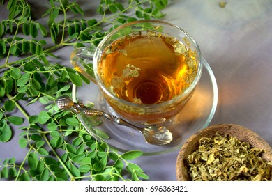 Moringa Tea With Dark Background