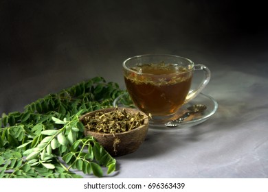 Moringa Tea With Dark Background