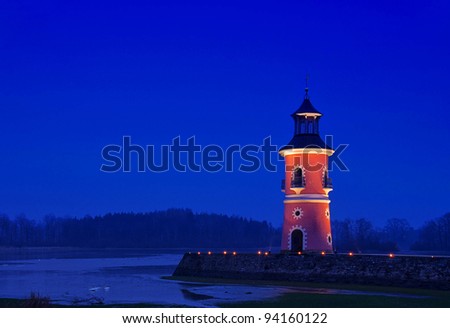 Moritzburg lighthouse night