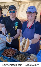 Morley, W.A. Australia - Jan 26 2019: Community Volunteers Cook A Sausage Sizzle In A Local Park To Celebrate Australia Day.