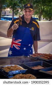 Morley, W.A. Australia - Jan 26 2019: Community Volunteers Cook A Sausage Sizzle In A Local Park To Celebrate Australia Day.