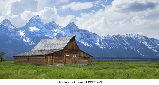 Mormon Barn Below Grand Tetons Range