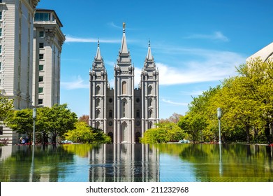 Mormons Temple In Salt Lake City, UT On A Sunny Day