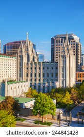 Mormons Temple In Salt Lake City, UT In The Evening