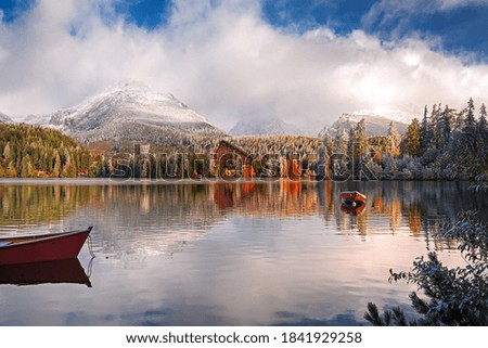 Similar – Panorama of Mount Rundle mountain peak with blue sky