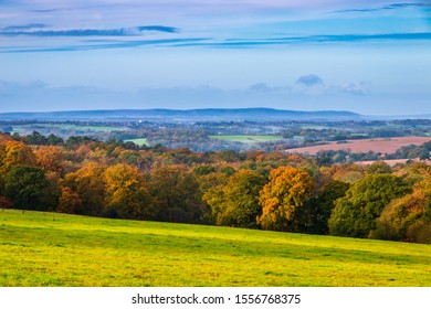 Morning autumn view from Tent Hill on the High Weald, east Sussex south east England - Shutterstock ID 1556768375