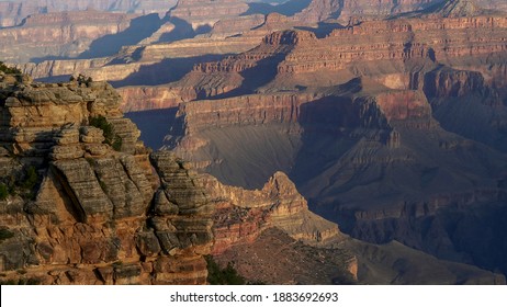 morning close up of the grand canyon at mather point in the grand canyon national park of arizona, usa