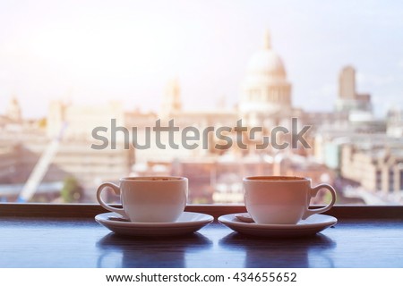 morning coffee in cafe, breakfast in London, UK