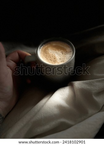 Morning coffee in the dim morning light