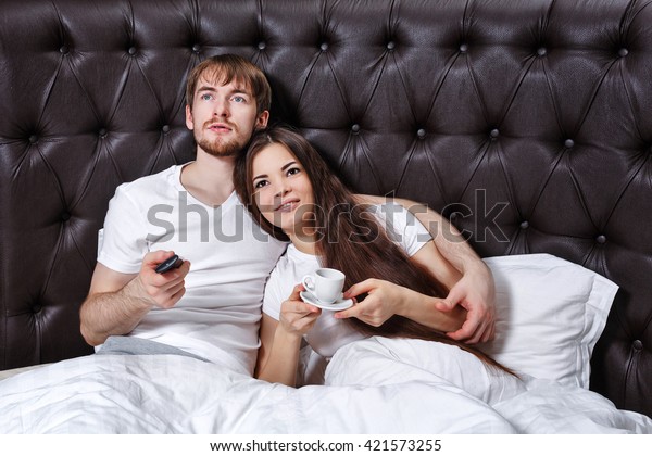 Morning Couples Wife Drinks Coffee Husband Stock Photo Edit Now