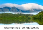 Morning evaporation of water over the lake - Amazing autumn landscape with Karagol (Black lake) - A popular destination Black Sea, Savsat, Artvin