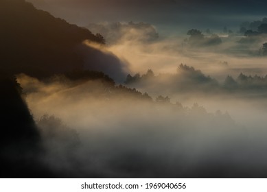 Morning Fog Over The River Floodplain