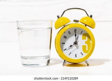 Morning Glass Of Pure Water, Conceptual Photo On White Background, Closeup Horizontal