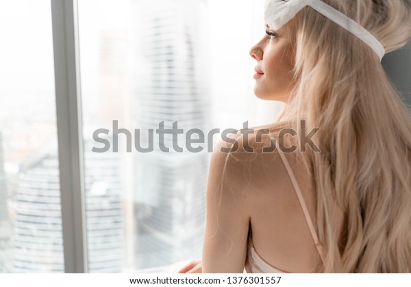 Morning Hotel Room Young Woman Sits Stock Photo Edit Now 1376301557