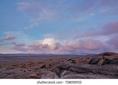 Morning At Lava Plain And Puu Oo Vent In Distance