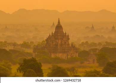 Morning light and ancient pagoda at Bagan, Myanmar.
